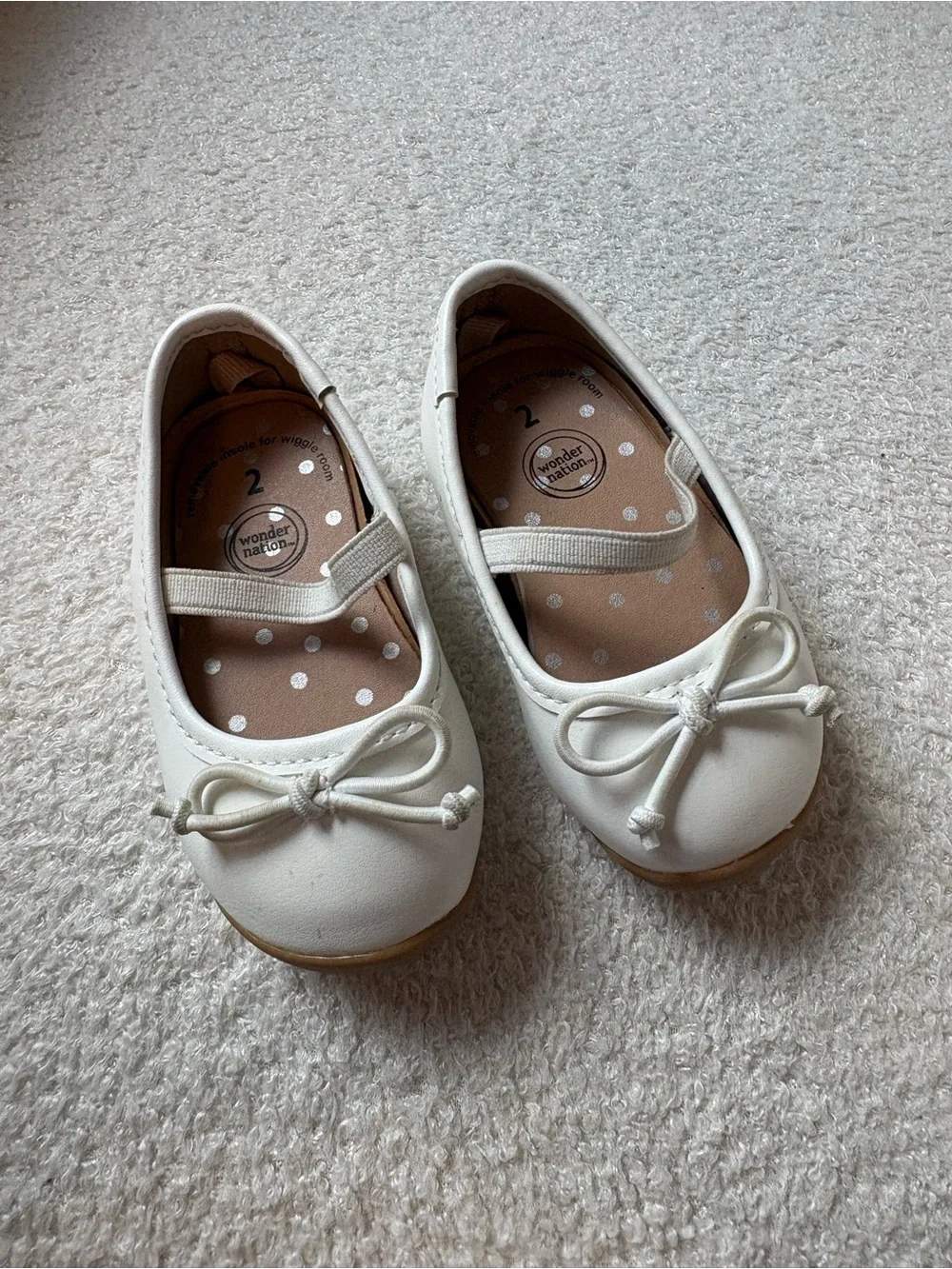 Wonder Nation Girls' White Mary Jane Ballet Flats